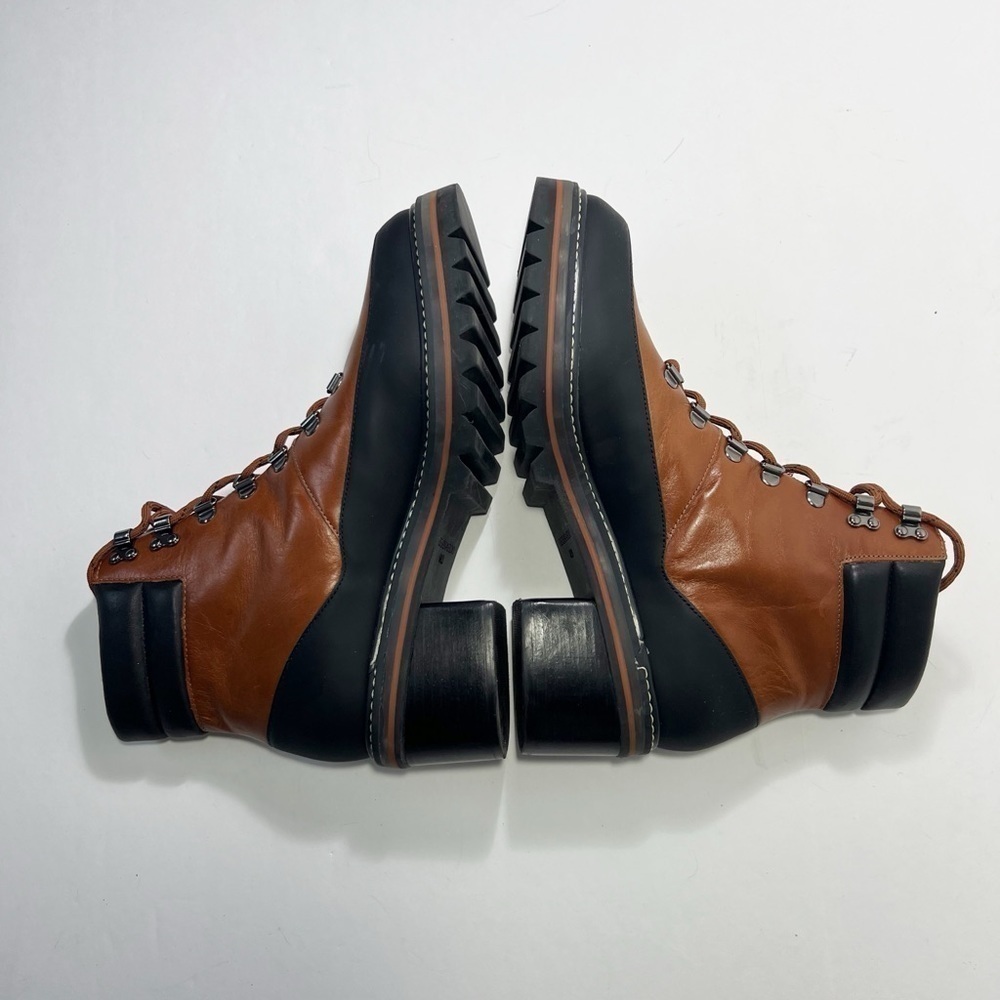 Bernardo Summit Brown Leather LaceUp Hiker Ankle Boot Block Heel Lug Sole size 9 - Picture 5 of 8